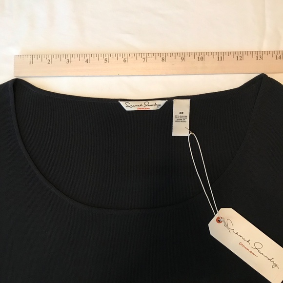 FRENCH LAUNDRY Ribbed Knit Sweater Lightweight Top Black Women’s Plus Size 3X - Picture 13 of 16